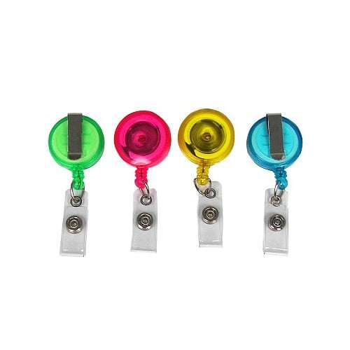 C-Line Assorted Pastel Translucent ID Card Reels 4pk - CLI-89210 (Discontinued)