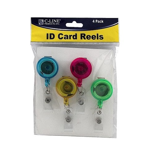 C-Line Assorted Pastel Translucent ID Card Reels 4pk - CLI-89210 (Discontinued)