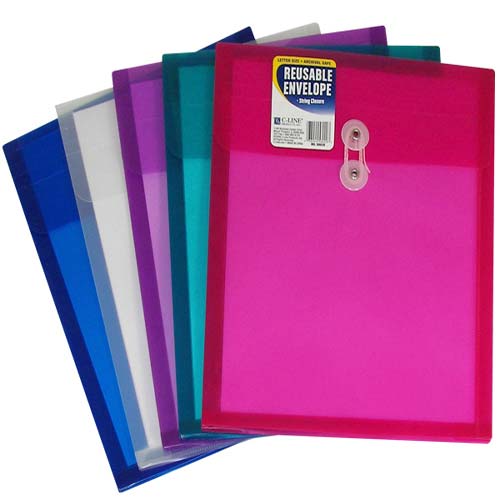 C-Line Assorted Poly Envelope w/ String Closure - 24/PK