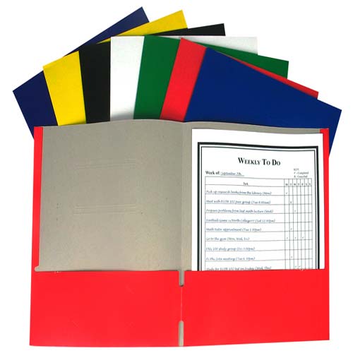 C-Line Assorted Recycled Two-Pocket Paper Portfolio - 10 Case (100/Case)