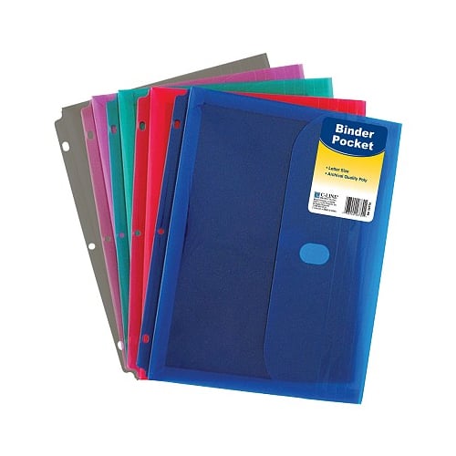 C-Line Assorted Side Load Binder Pockets with Hook and Loop Closure 36pk - CLI-58730 Clearance Sale