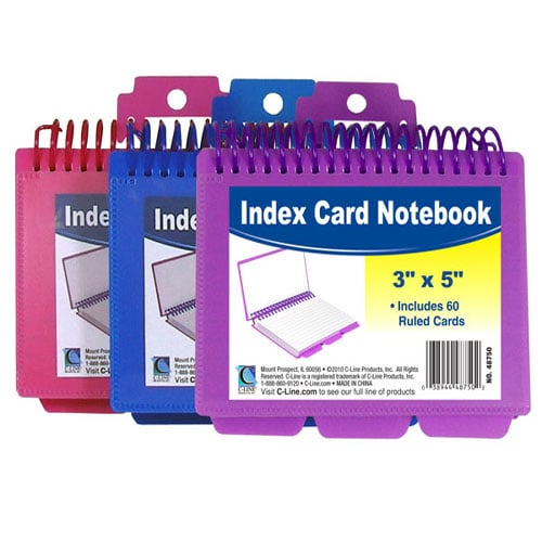 C-Line Assorted Spiral Bound Index Card Notebook with Tabs 24pk - CLI-48750