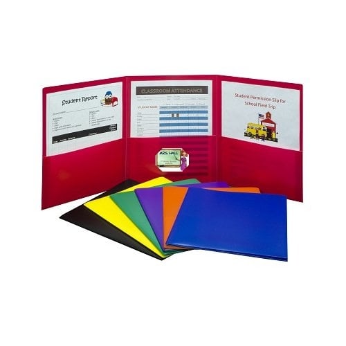 C-Line Assorted 8.5" x 11" Tri-Fold Poly Portfolio 24pk - CLI-33940