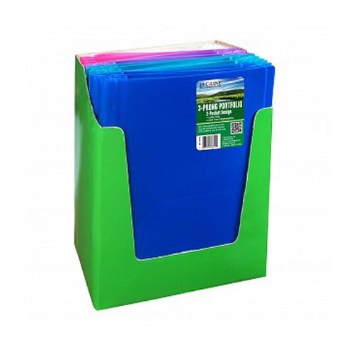 C-Line Assorted Two-Pocket  Biodegradable Poly Portfolio w/Prongs - 36pk