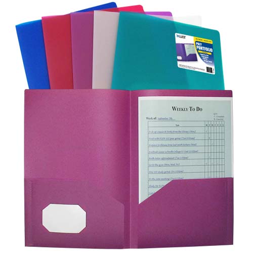 C-Line Assorted Two-Pocket Heavyweight Poly Portfolio - 36/PK (Discontinued)