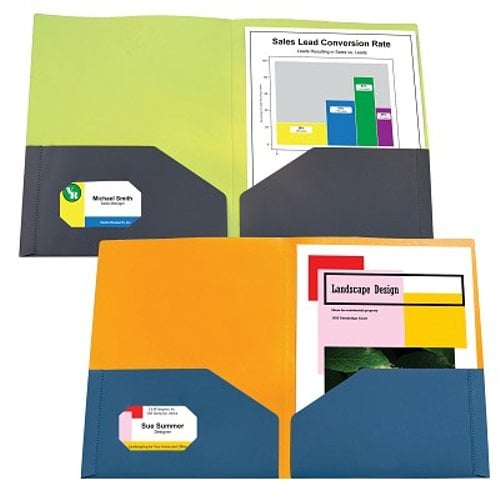 C-Line Assorted Two-Tone Two-Pocket Super Heavyweight Poly Portfolio 6pk - CLI-34720