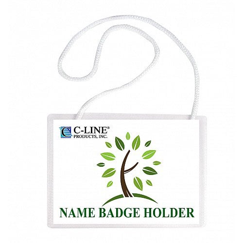 C-Line Biodegradable 4" x 3" Name Badge Holder Kit 50pk - CLI-97043