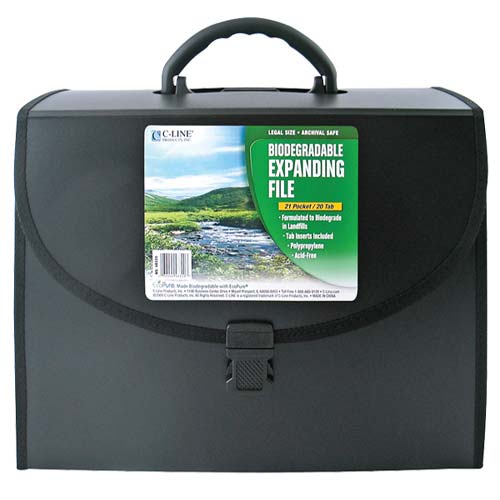 C-Line Black 21-Pocket Biodegradable Legal Size Expand File w/Handle
