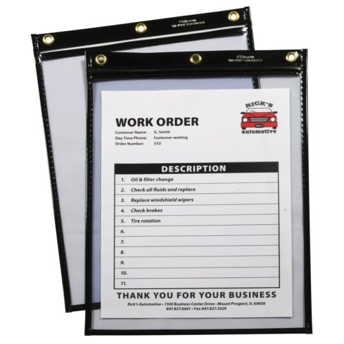 C-Line Black 9" x 12" Heavy Duty Super Heavyweight Plus Shop Ticket Holder 15pk - CLI-50912