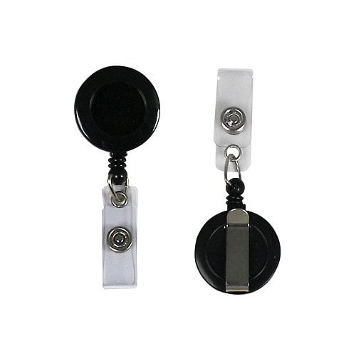 C-Line Black ID Card Reels Belt Clip with Snap-on ID Strap 12pk - CLI-89201
