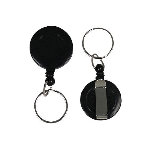C-Line Black ID Card Reels Belt Clip with Split Ring 12pk - CLI-89241