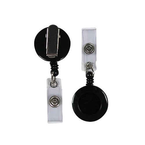 C-Line Black ID Card Reels Swivel Spring with Snap-on ID Strap 12pk - CLI-89231 - Clearance Sale