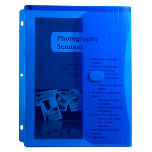 C-Line Blue Binder Pockets with Hook and Loop Closure  5pk - CLI-57535