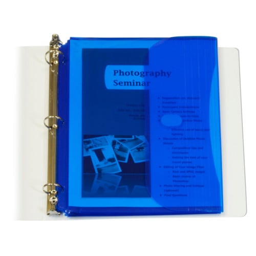 C-Line Blue Binder Pockets with Hook and Loop Closure  5pk - CLI-57535