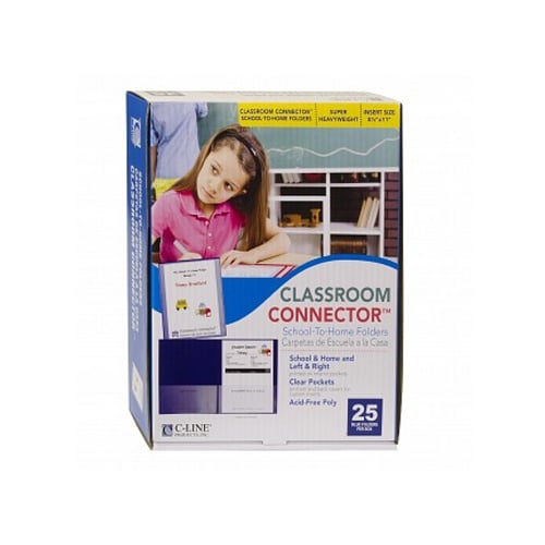 C-Line Blue Classroom Connector School-To-Home Two-Pocket Folder 25pk - CLI-32005