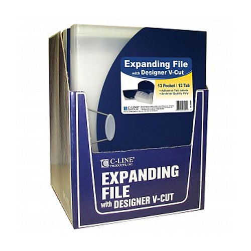 C-Line Blue Expanding File With Designer V-Cut - CLI-48205 - Clearance Sale