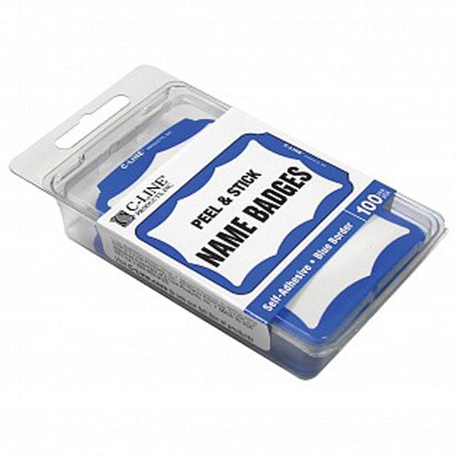 C-Line Blue  Pressure Sensitive Peel & Stick Name Badges 100pk - CLI-92265 - Clearance Sale
