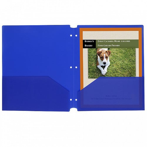 C-Line Blue Two-Pocket Poly Portfolio Folder with Three-Hole Punch 25pk - CLI-32935 - Clearance Sale