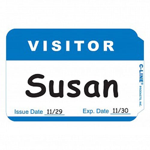 C-Line Blue Visitor Sensitive Peel & Stick Name Badges 100pk - CLI-92245