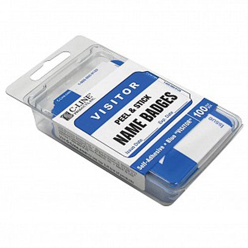 C-Line Blue Visitor Sensitive Peel & Stick Name Badges 100pk - CLI-92245