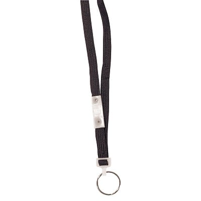 C-Line Black Flat Woven Breakaway Lanyard with Split Ring 24pk - CLI-88111