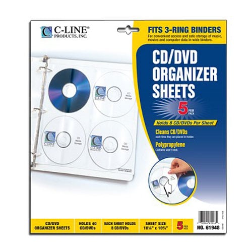 C-Line CD/DVD Organizer Sheets 5pk - CLI-61948 - Clearance Sale