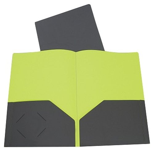 C-Line Charcoal Gray/Lime Green Two-Tone Two-Pocket Super Heavyweight Poly Portfolio 6pk - CLI-34721