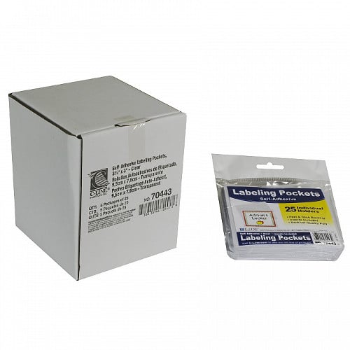 C-Line Clear 3 3/4" x 3" Self-Adhesive Labeling Pockets 25pk - CLI-70443 - Clearance Sale