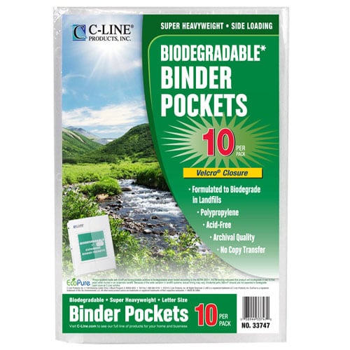 C-Line Clear Biodegradable Binder Pocket 10pk - CLI-33747