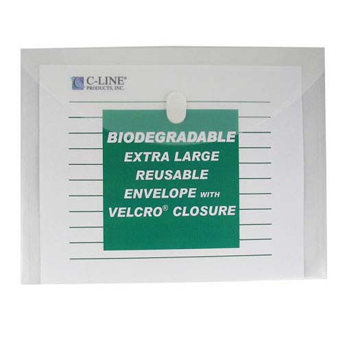 C-Line Clear Biodegradable Reusable XL Poly Envelopes w/ Hook and Loop Closure 5pk - CLI-35107 - Clearance Sale