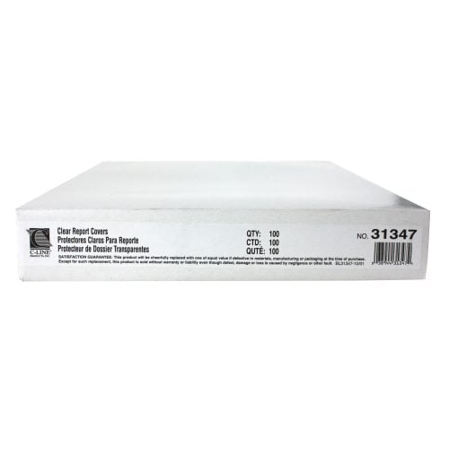 C-Line 8.5" x 11" No-Punch Clear Report Covers 100pk - CLI-31347