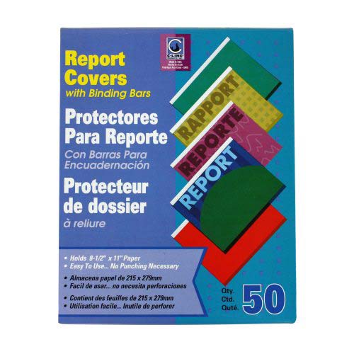 C-Line Clear No-Punch Vinyl Report Covers and Binding Bars 50pk - CLI-32557
