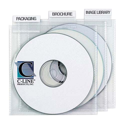 C-Line Clear Polypropylene CD Holders with Tabs 9pk - CLI-61908 - Clearance Sale