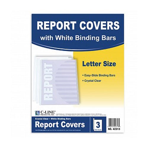 C-Line Clear Polypropylene Report Covers with Binding Bars 3pk - CLI-42313