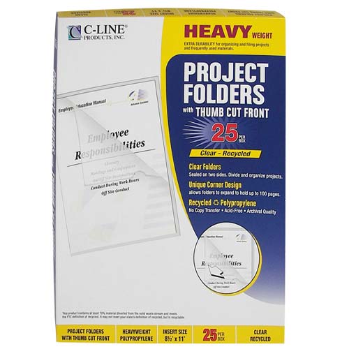 C-Line Clear Recycled Project Folders 25pk - CLI-62127