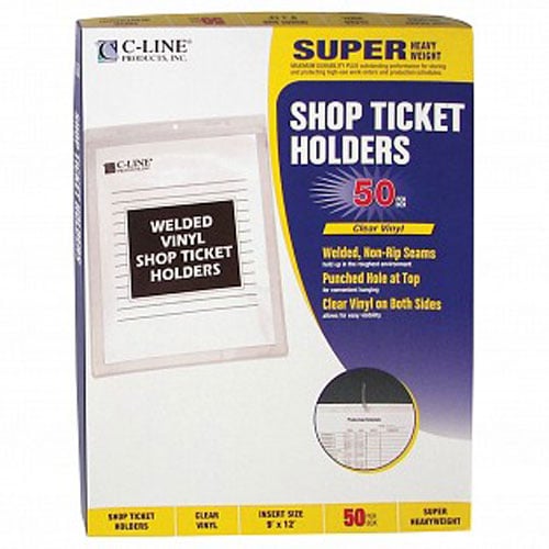 C-Line Clear Vinyl 9" x 12" Shop Ticket Holders 50pk - CLI-80912