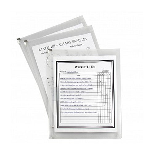 C-Line Clear Zip 'N Go Reusable Envelope with Outer Pocket 3pk - CLI-48117 - Clearance Sale