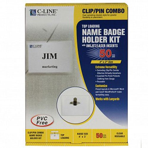 C-Line Clip/Pin Combination Name Badge Holder Kits - 50/BX