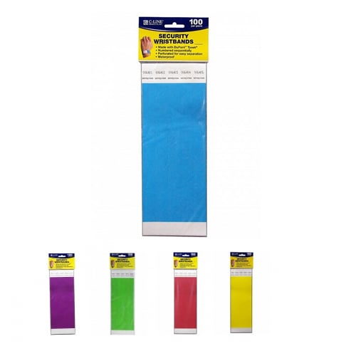 C-Line DuPont Tyvek Security Wristbands - 100pk