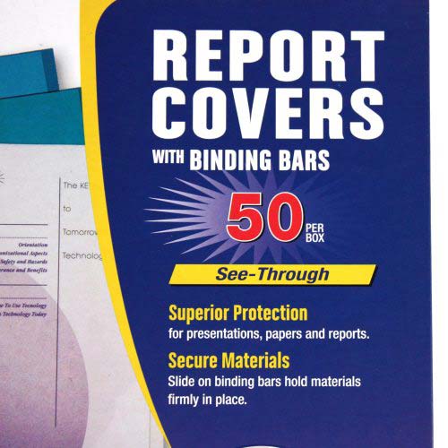 C-Line Economy Clear No-Punch Report Covers and Binding Bars 50pk - CLI-32457