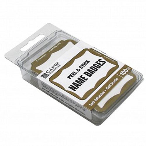 C-Line Gold  Pressure Sensitive Peel & Stick Name Badges 100pk - CLI-92266