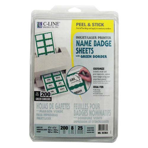 C-Line Green Border Pressure Sensitive Printer Name Badges - 200/BX