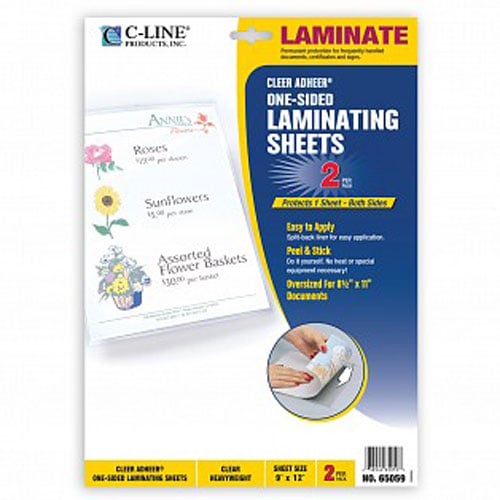 C-Line Heavyweight 9" x 12" Cleer Adheer Do-it-yourself Laminating Sheet 2pk - CLI-65059