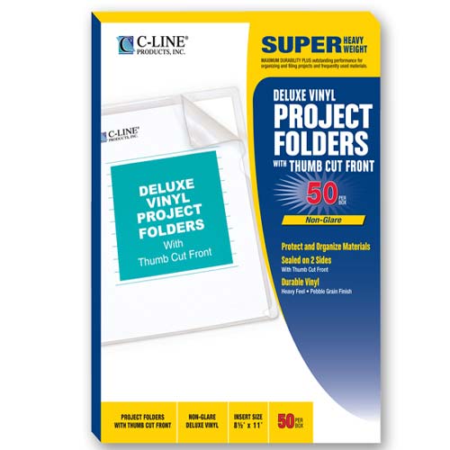 C-Line Letter Size Deluxe Heavyweight Vinyl Project Folders 50pk - CLI-62138 - Clearance Sale