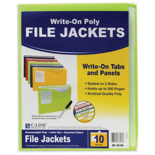 C-Line 11 x 8-1/2 Write-on Poly File Jackets 10pk - CLI-63160 - Clearance Sale