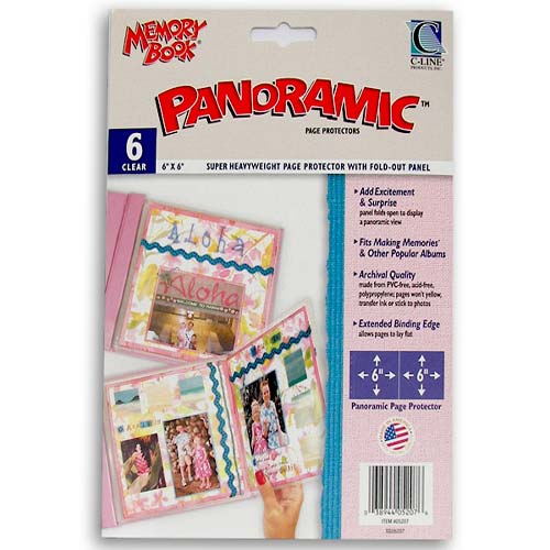 C-Line Mini Memory Book 6" x 6" Fold-Out Panoramic Page Protectors - 6/Pk (Discontinued)