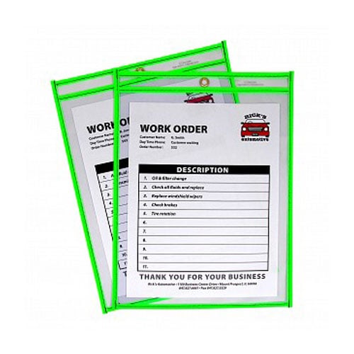 C-Line Neon Green 9" x 12" Stitched Shop Ticket Holders 15pk - CLI-43913