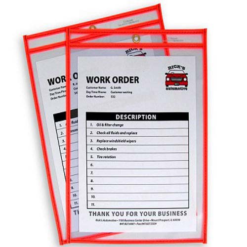 C-Line Neon Orange 9" x 12" Stitched Shop Ticket Holders 15pk - CLI-43912