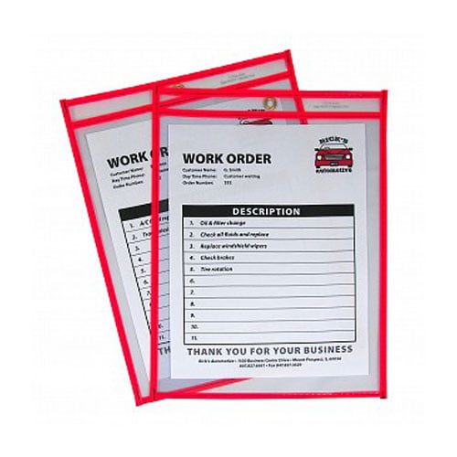 C-Line Neon Red 9" x 12" Stitched Shop Ticket Holders 15pk - CLI-43914