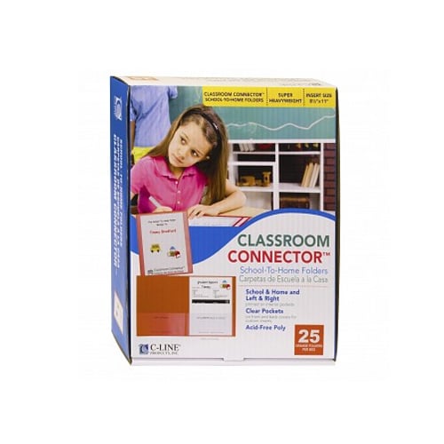 C-Line Orange Classroom Connector School-To-Home Two-Pocket Folder 25pk - CLI-32002